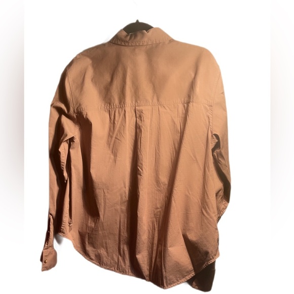 Lululemon Relaxed-Fit Casual Brown Tan Cotton-Blend Poplin Button-Down Shirt M - Picture 3 of 4